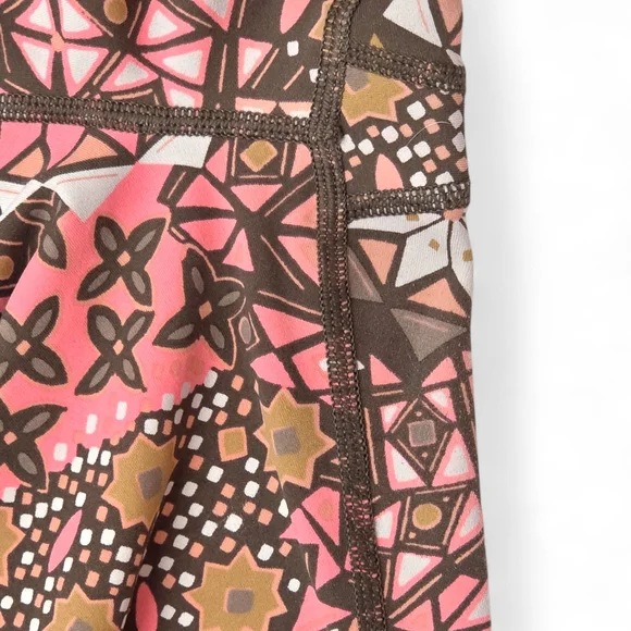 Aerie Women's Leggings with Pink and Brown Geometric Pattern Size L EUC - Picture 7 of 16